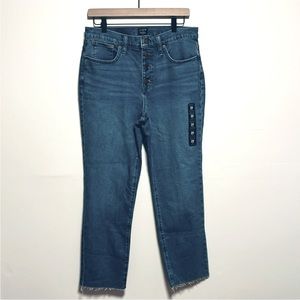 NWT J. Crew Original Straight Jean, Frayed Hem, Button Fly, All-Day Stretch Sz29